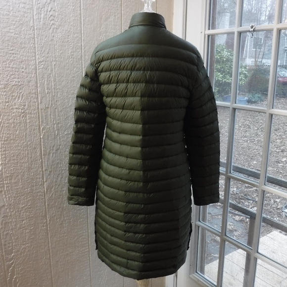 H:Connect Moss Khaki Color Snap Button Up Long Sleeve Down Puffer Jacket - Picture 5 of 6